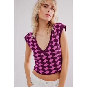 Free people Lola sweater vest in purple - size medium